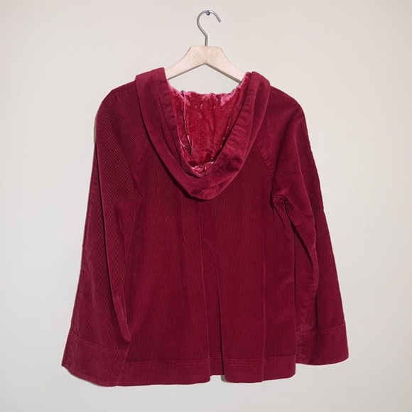 J Jill Hooded Corduroy Tunic Crushed Velvet Hoodie Pockets Holiday Woodland - Picture 7 of 13